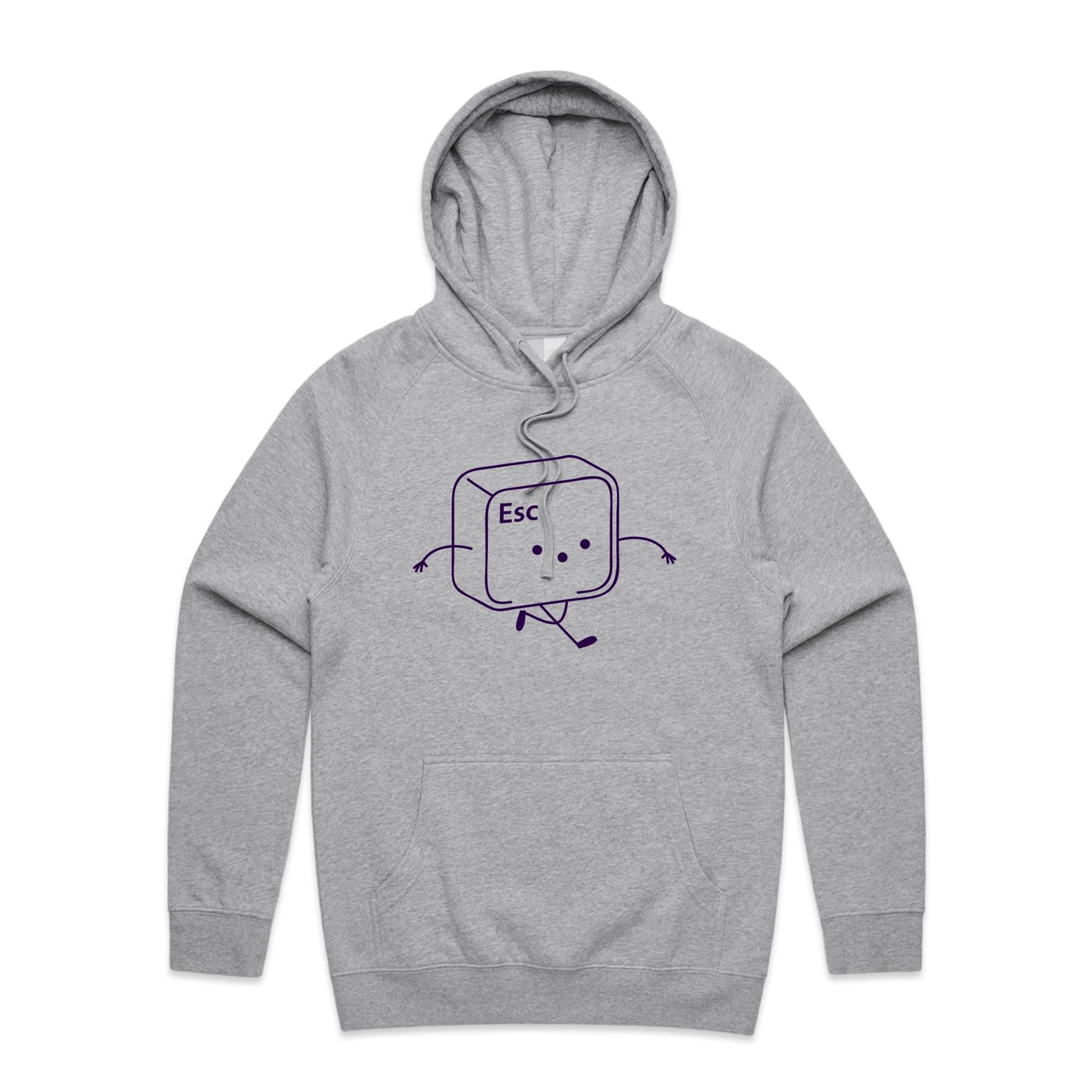 Escape Key - Mens Hoodie Grey Marle Mens Hoodie Printed In Australia Tech