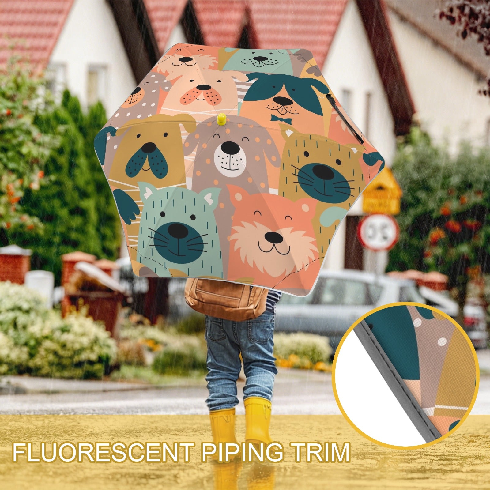 Lots Of Dogs Kids Safe Round Corner Umbrella Kids Safe Round Corner Umbrella animal Printed Offshore