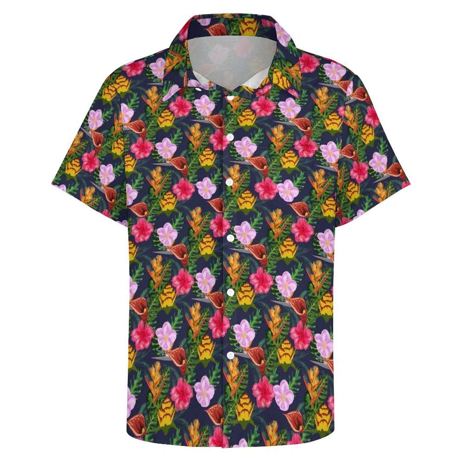 Tropical Floral Women's Short-Sleeve Button Up Shirt Women's Short-Sleeve Button Up Shirt Plants Printed Offshore
