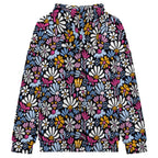 Graphic Flowers On Black Women's Full-Zip Hoodie