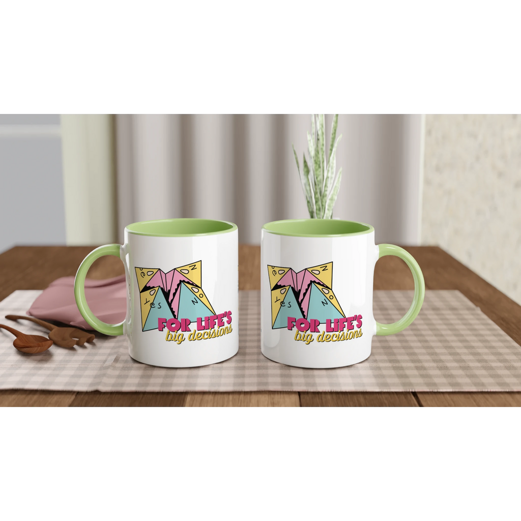 Personalised - For Life's Big Decisions - White 11oz Ceramic Mug with Colour Inside Personalised 11oz Mug customise Games Globally Fulfilled personalise