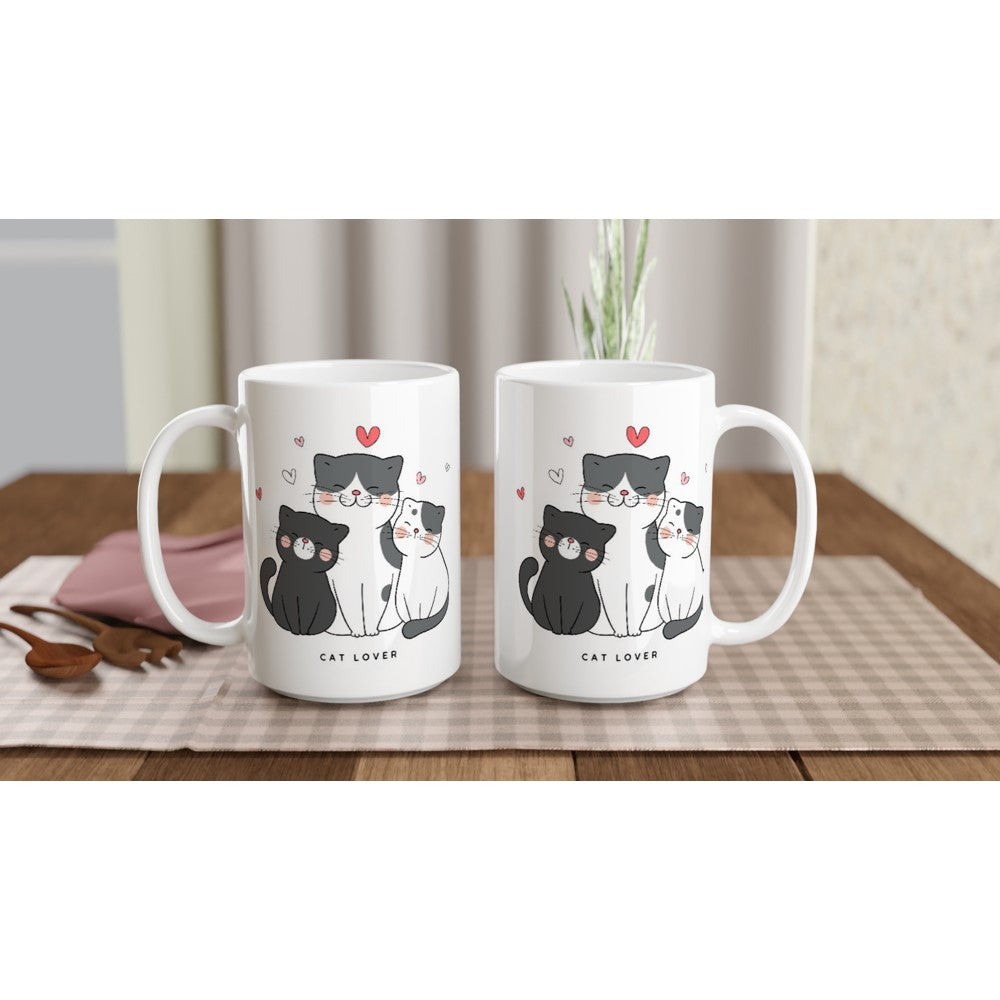 Cat Lover - White 15oz Ceramic Mug 15oz Mug animal Globally Fulfilled