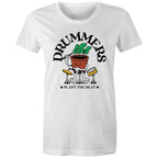 Drummers Plant The Beat - Womens T-shirt White Womens T-shirt Music Printed In Australia