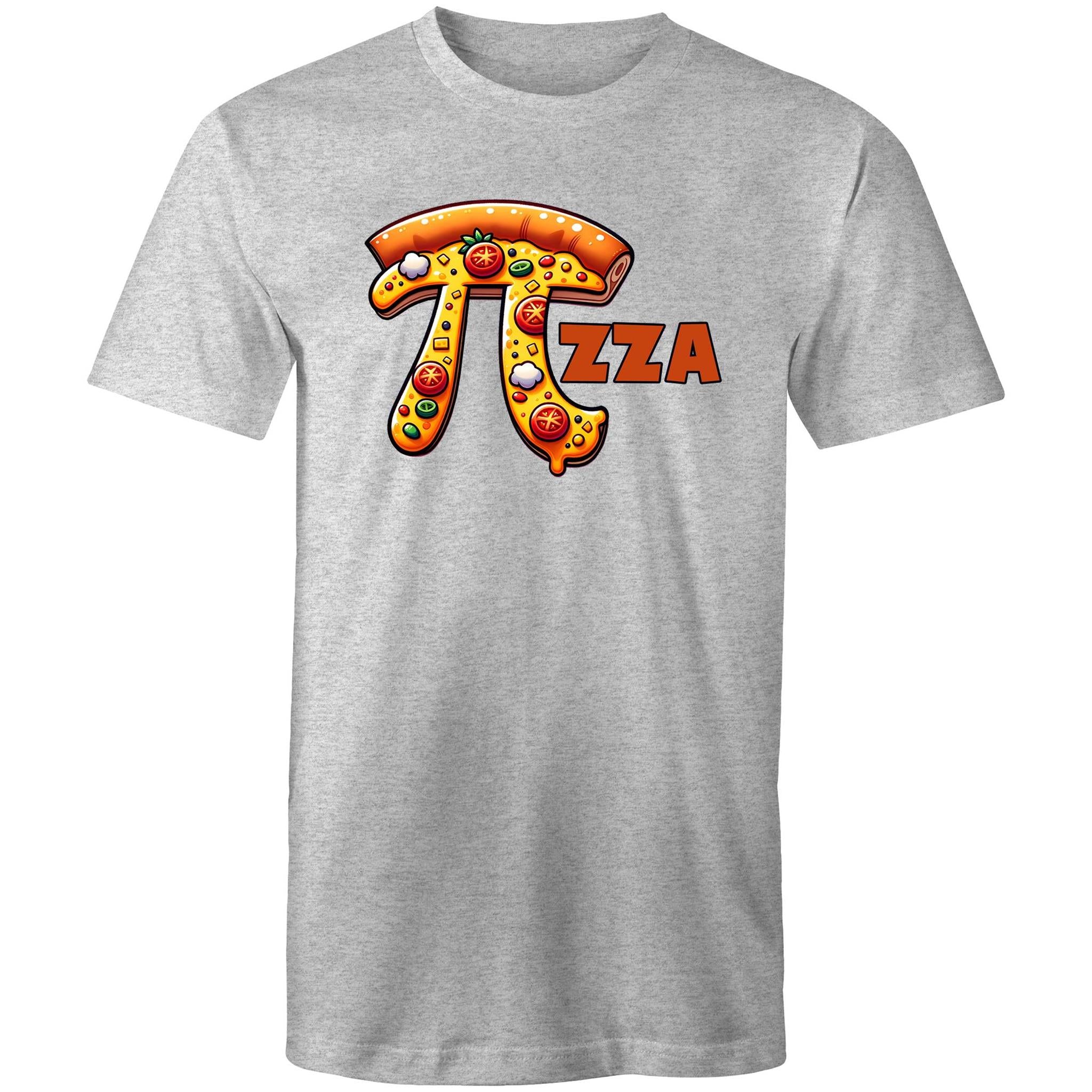 Pi Pizza - Mens T-Shirt Grey Marle Mens T-shirt Food Maths Printed In Australia Science