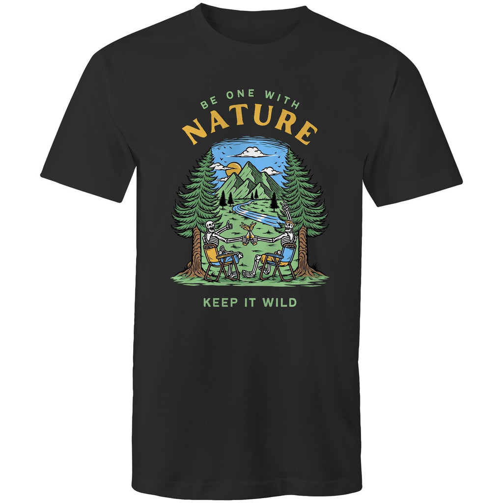 Be One With Nature, Skeletons - Mens T-Shirt Black Mens T-shirt Environment Printed In Australia