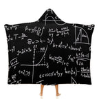 Equations Kids Hooded Blanket 100cm x 130cm white 40"×50" Kids Hooded Blanket Maths Printed Offshore