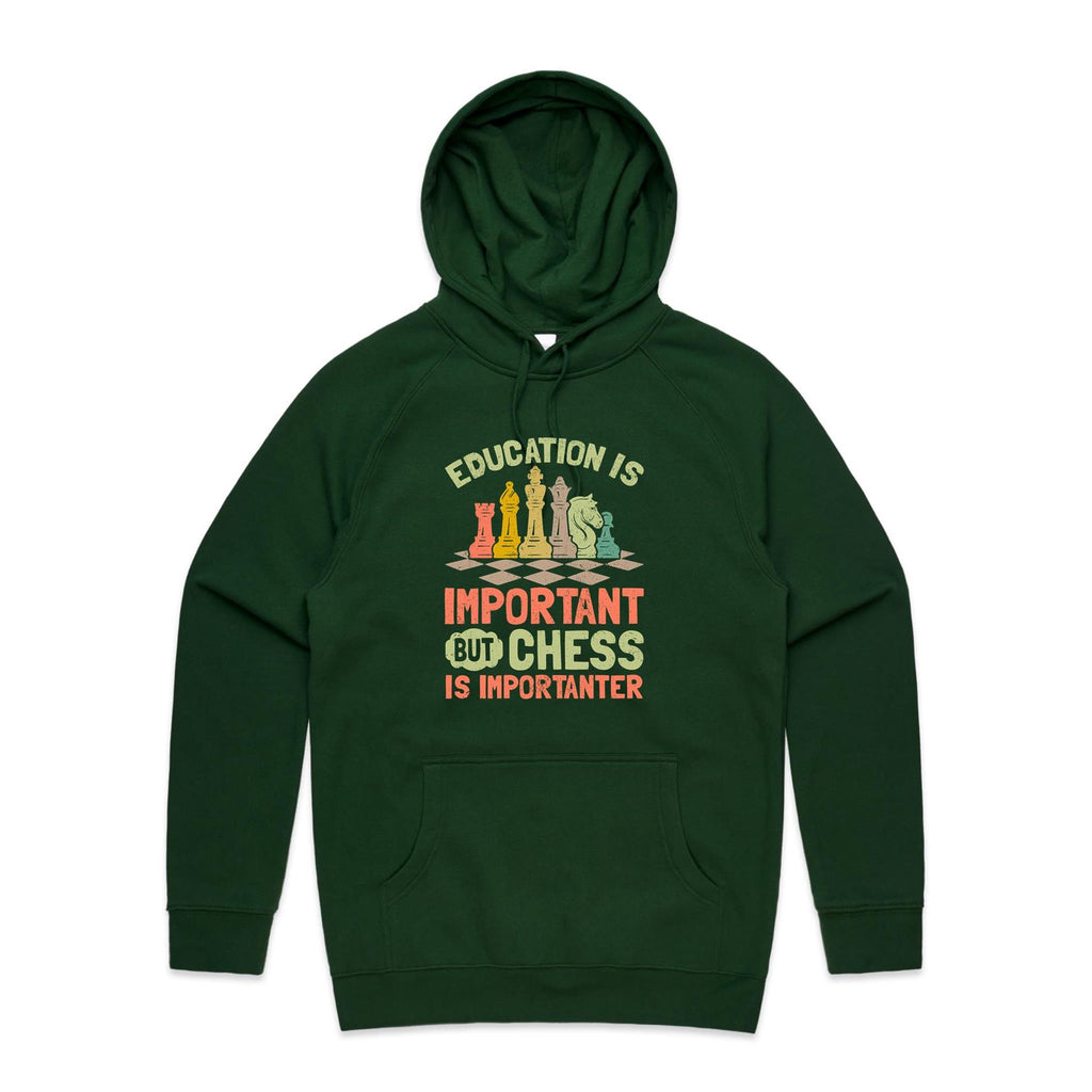 Chess And Education - Mens Hoodie Forest Green Mens Hoodie Chess Games Printed In Australia