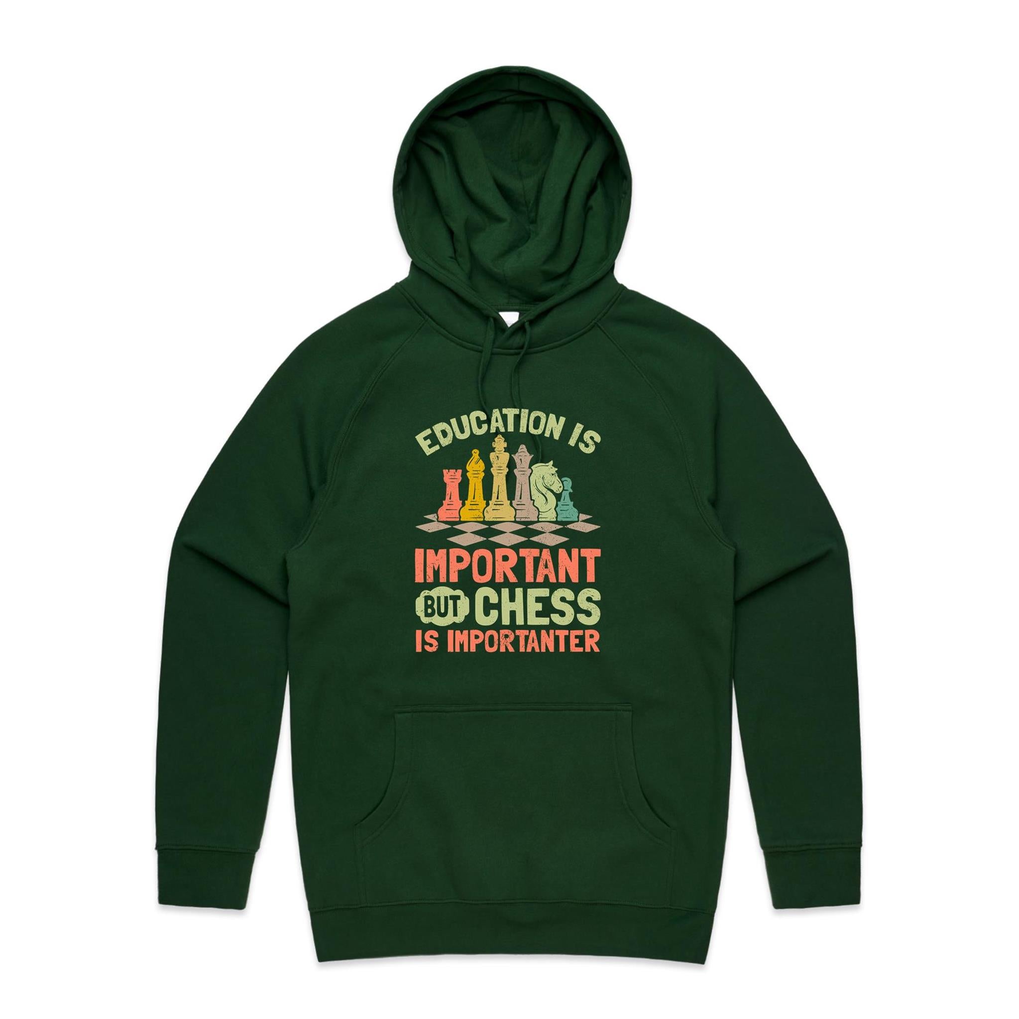 Chess And Education - Mens Hoodie Forest Green Mens Hoodie Chess Games Printed In Australia