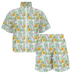 Tropical Flowers And Leaves Women's Windbreaker Short Set Women's Windbreaker Short Set Plants Printed Offshore