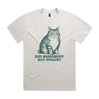 Cat, Did Somebody Say Snack AS Colour Heavy Faded Tee Unisex Faded bone Heavy Faded T-shirt animal Food Printed In Australia