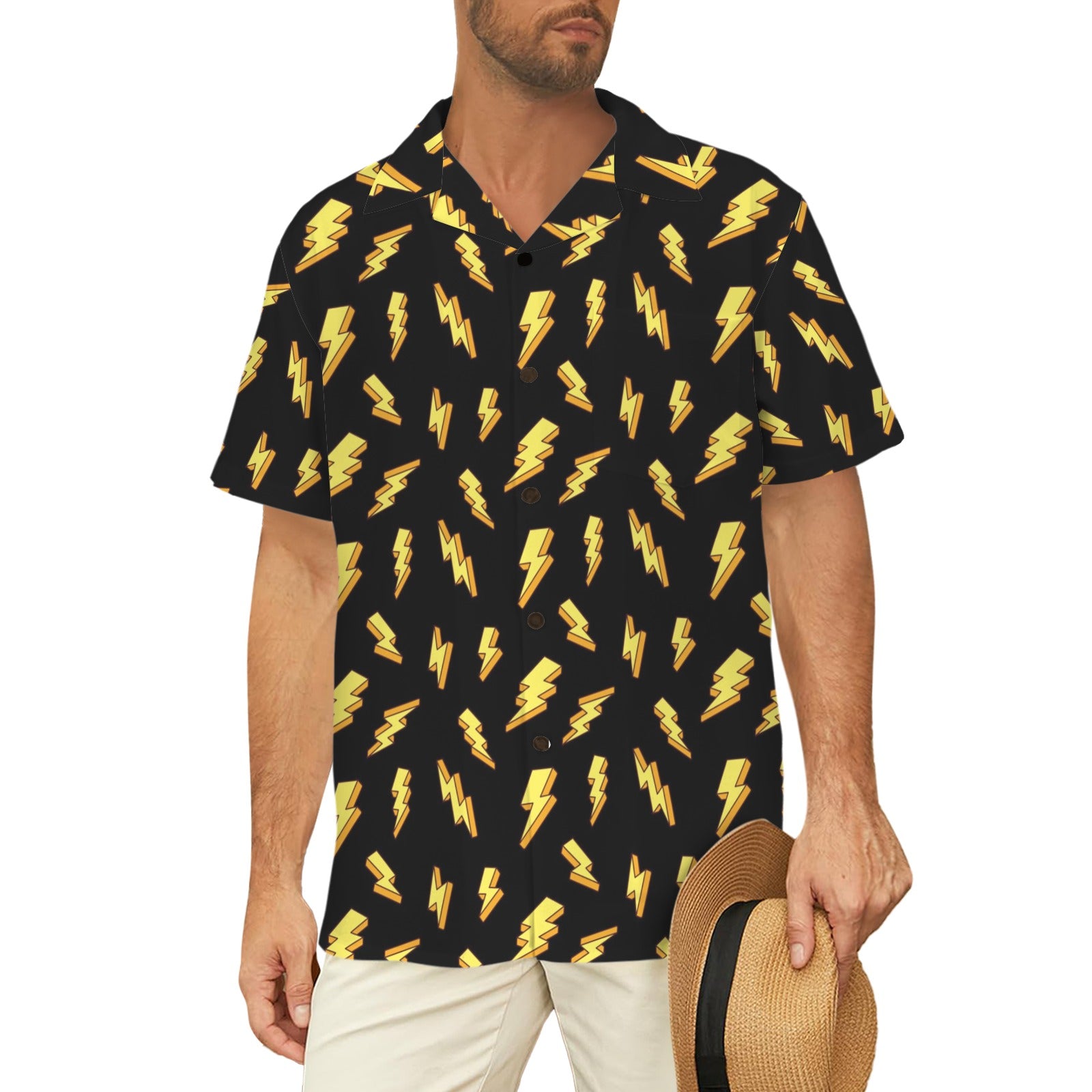 Lightning Bolts Men's Short Sleeve Hawaiian Shirt Men's Hawaiian Shirt (New) comic Printed Offshore