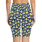 Rubber Ducks On Dark Women's Bike Shorts With Side Pockets
