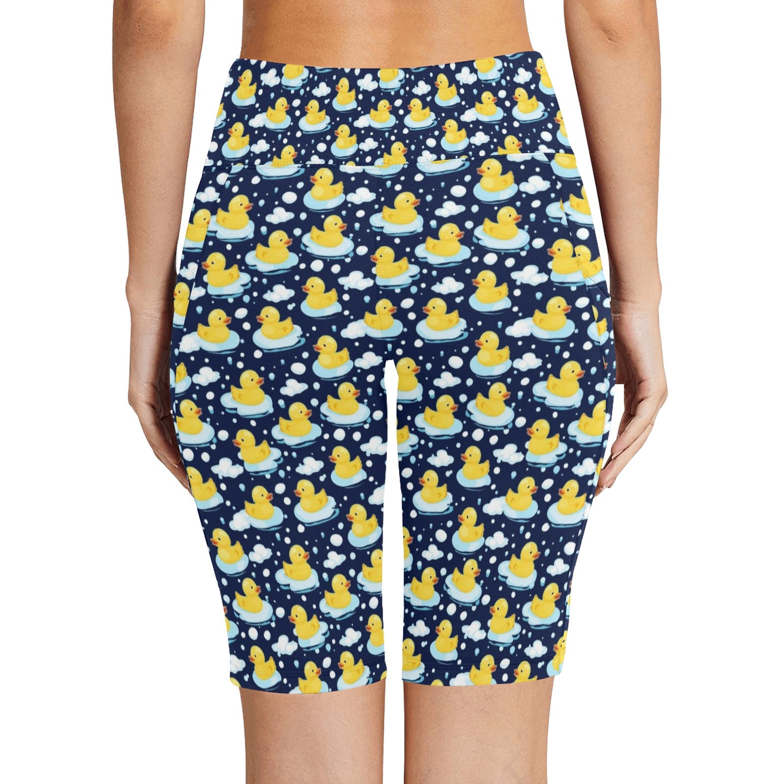 Rubber Ducks On Dark Women's Bike Shorts With Side Pockets