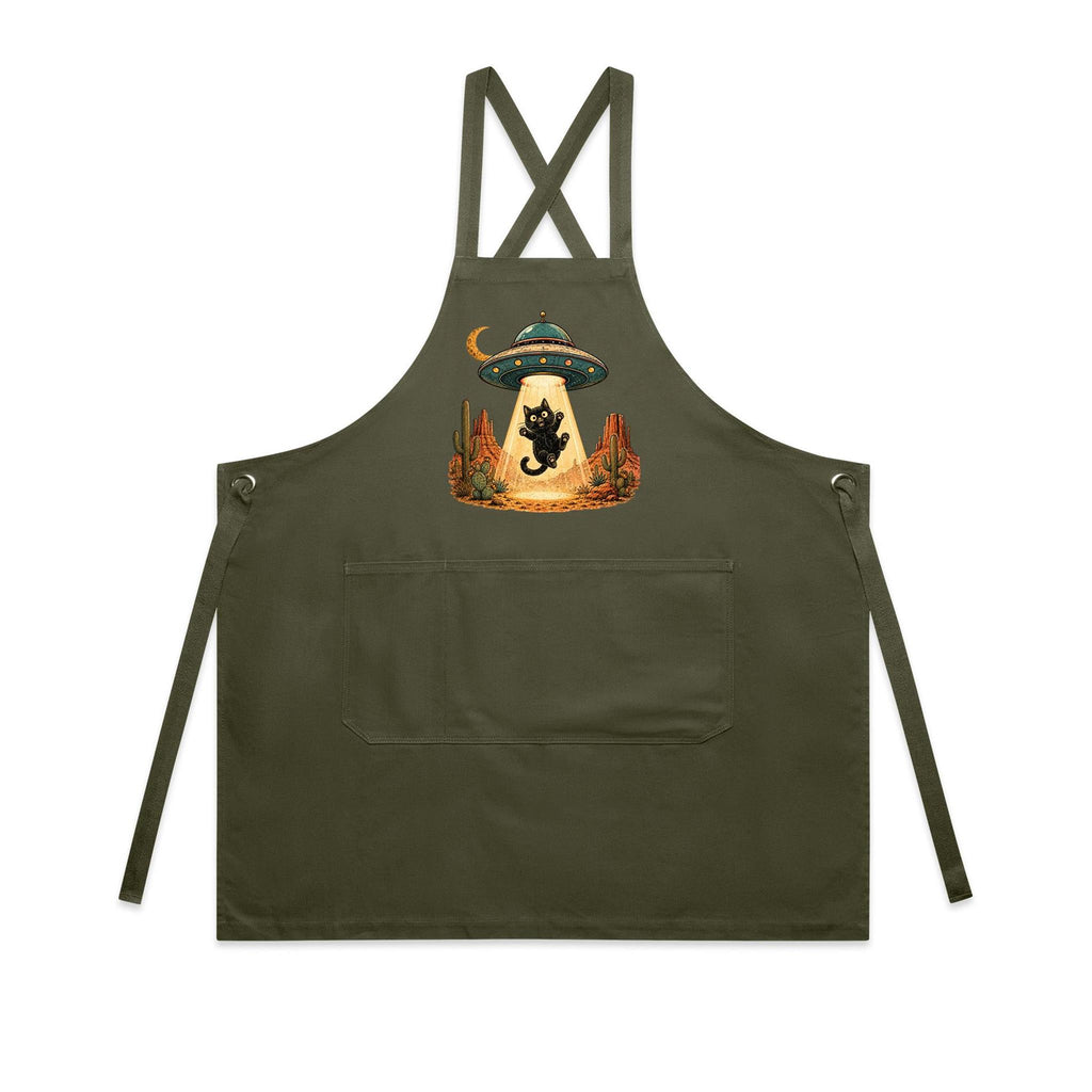 Black Cat Alien UFO Abduction AS Colour Carrie Apron