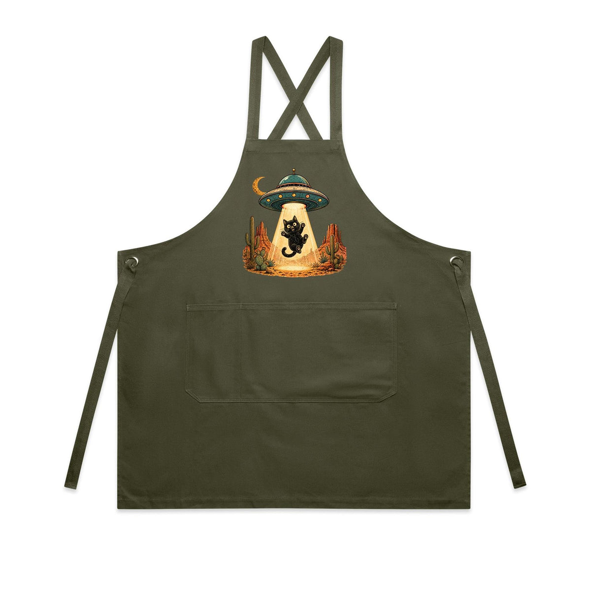 Black Cat Alien UFO Abduction AS Colour Carrie Apron
