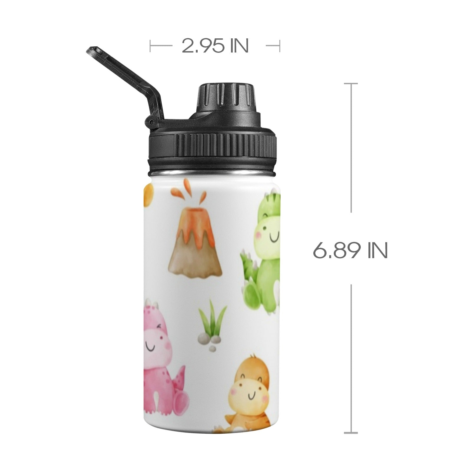 Hatching Dinosaurs - Kids Water Bottle with Chug Lid (12 oz) One Size Kids Water Bottle with Chug Lid animal Printed Offshore