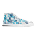 Blue Triangles - Women's High Top Canvas Shoes