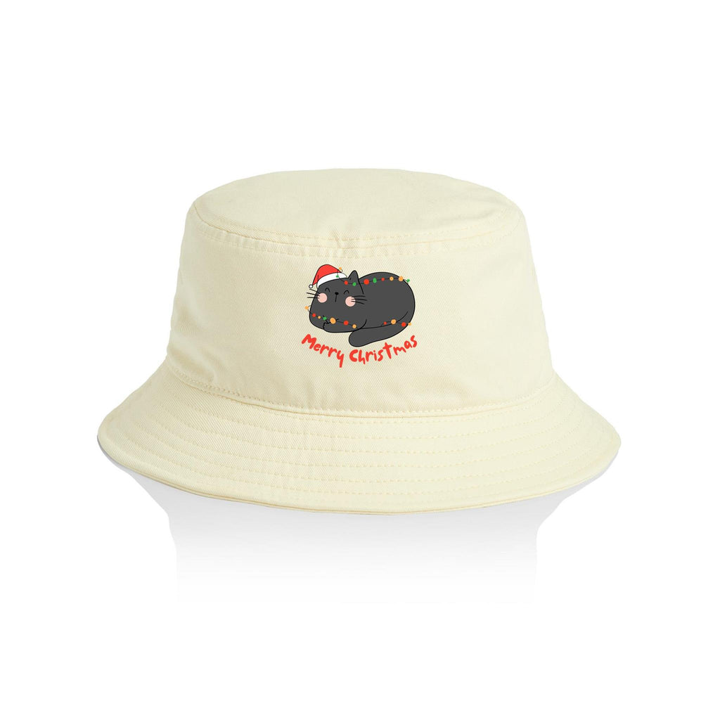Cat, Merry Christmas - Christmas AS Colour Bucket Hat Butter One Size Christmas Bucket Hat Christmas Printed In Australia