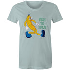 Banana, Time To Split - Womens T-shirt Pale Blue Womens T-shirt Food Printed In Australia