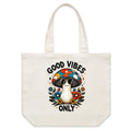 Good Vibes Only, Hippie Mushroom With Sunglasses Shoulder Canvas Tote Bag Default Title Large Tote Bag Positivity Printed In Australia Retro