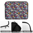 Graphic Flowers On Black Laptop Sleeve (Multiple Sizes) Laptop Sleeve Plants Printed Offshore