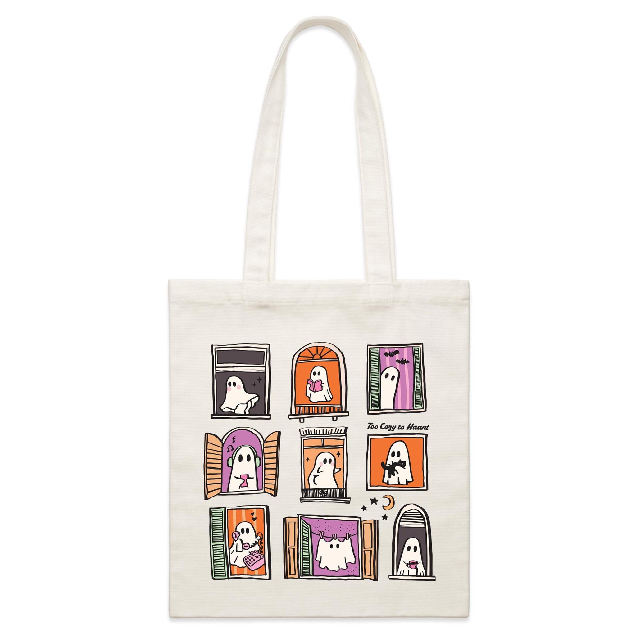 Ghosts In Windows - Parcel Canvas Tote Bag Default Title Small Tote Bag Halloween Printed In Australia