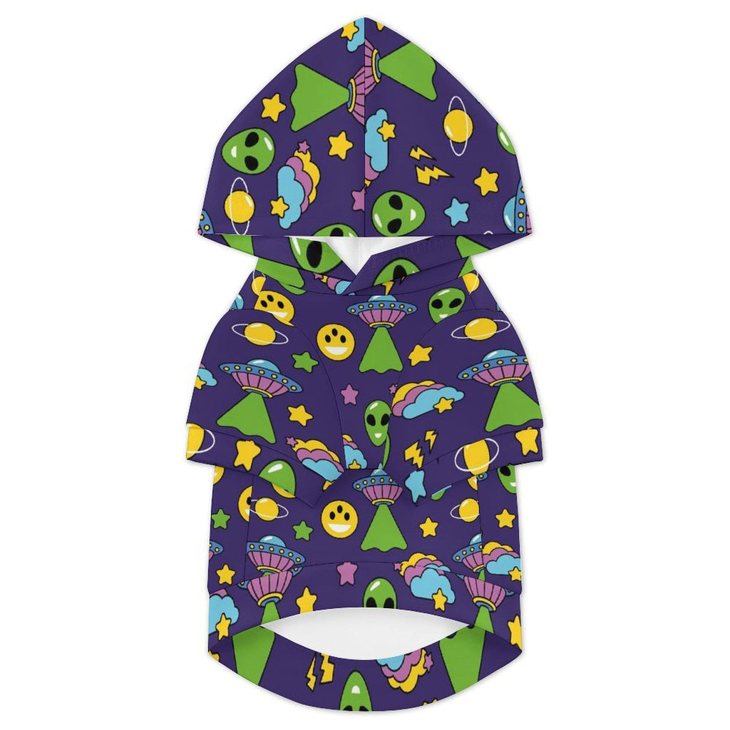 Groovy Alien And UFO Pet Hoodie (Large Size)