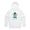 Hello Humans, Alien Skate - Mens Hoodie White Mens Hoodie Printed In Australia Sci Fi