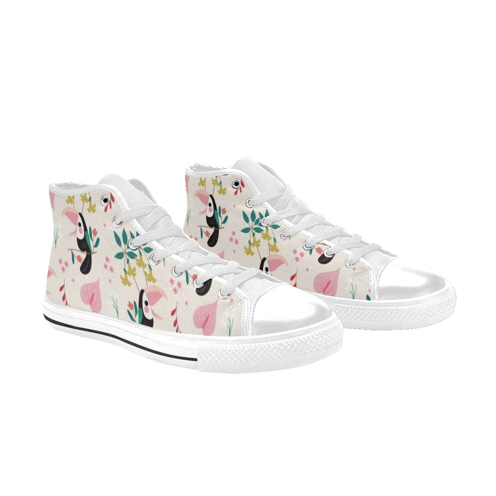 Toucans In Pink Women's High Top Canvas Shoes Womens Classic High Top Shoes animal Printed Offshore