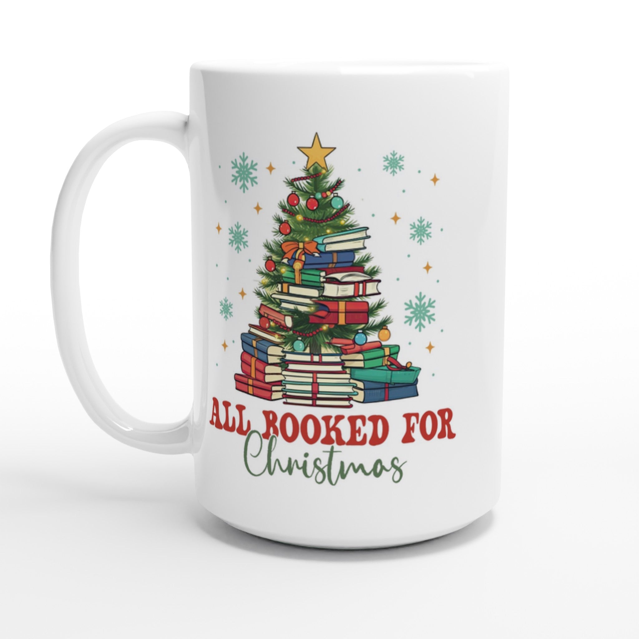 All Booked For Christmas - White 15oz Ceramic Mug Default Title Christmas 15oz Mug Christmas Globally Fulfilled