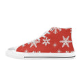 Red Snowflakes, Christmas Men's High Top Canvas Shoes US14 Men's Classic High Top Canvas Shoes Printed Offshore