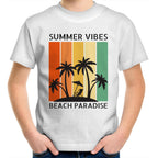 Summer Vibes - Kids Youth T-Shirt White Kids Youth T-shirt Printed In Australia Summer Surf