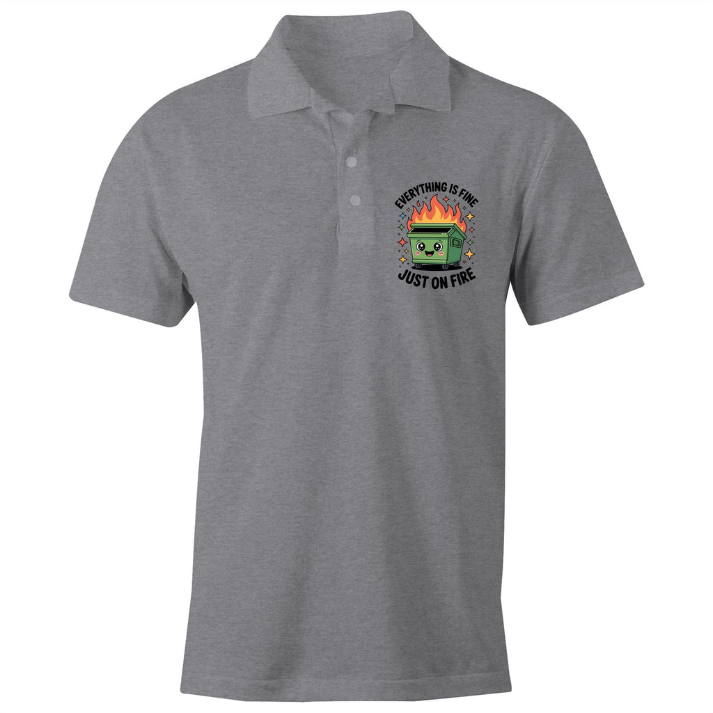 Everything Is Fine Dumpster Fire AS Colour Chad Polo Shirt