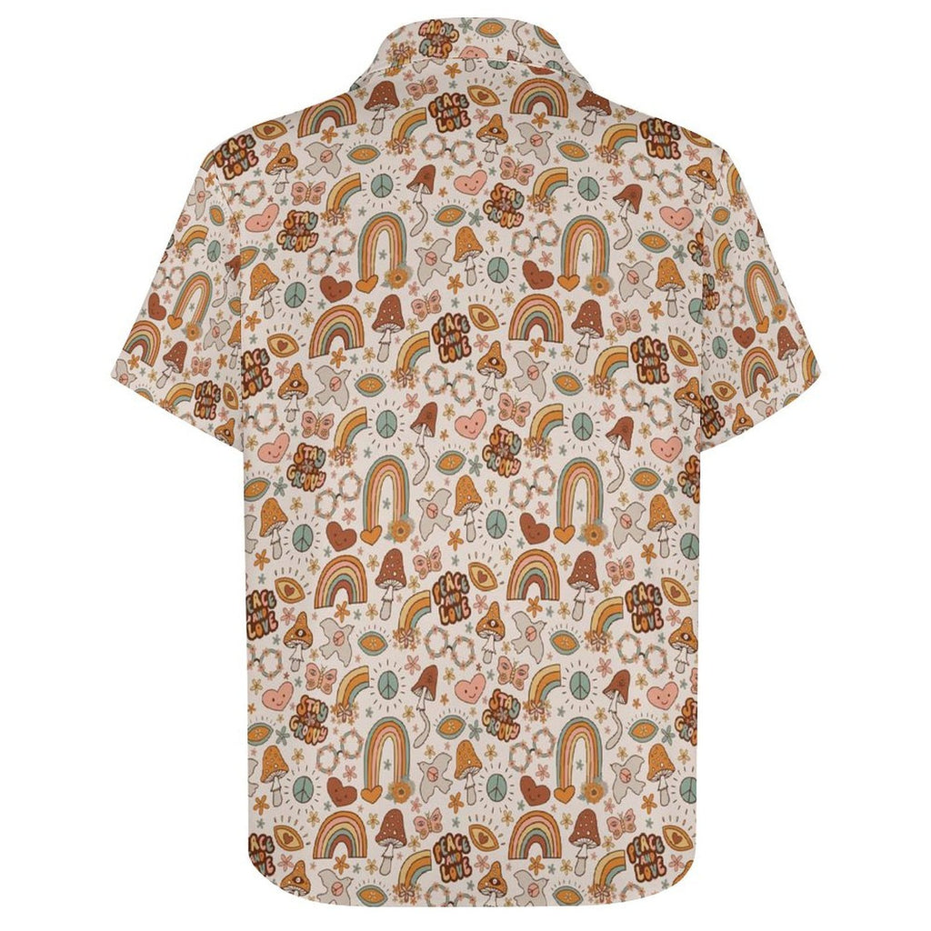 Peace And Love Women's Short-Sleeve Button Up Shirt Women's Short-Sleeve Button Up Shirt Printed Offshore Retro