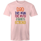 Dad, The Man, The Myth, The Legend - Mens T-Shirt Pink Mens T-shirt Dad Printed In Australia