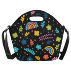 Rainbows And Flowers Neoprene Lunch Bag/Large (Model 1669) Neoprene Lunch Bag Printed Offshore