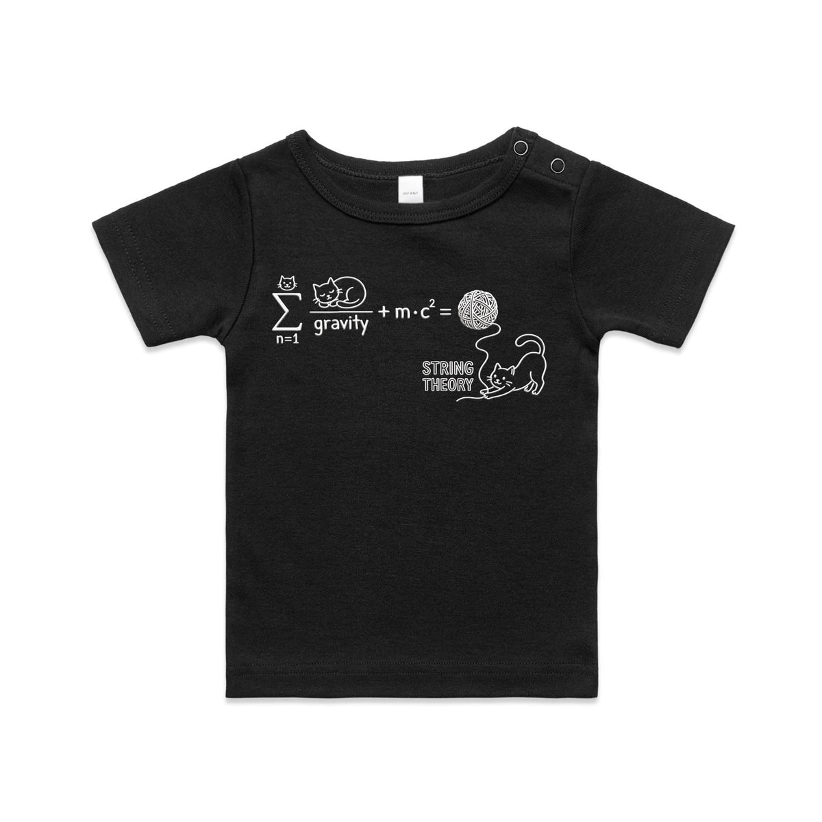 Cat String Theory Physics AS Colour Baby T-shirt Black Baby T-shirt animal Printed In Australia Science