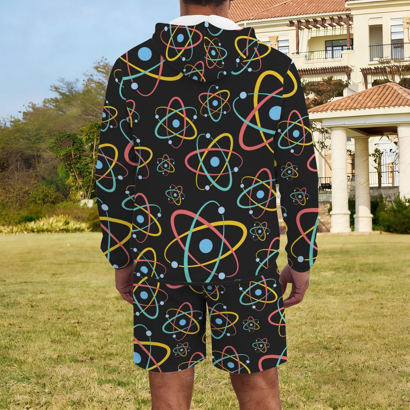 Atoms Men's Lightweight Sun Hoodie & Shorts Set Men's Lightweight Sun Hoodie & Shorts Printed Offshore Science