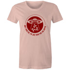 I'm Just Here For The Coffee, UFO - Womens T-shirt Pale Pink Womens T-shirt Coffee Printed In Australia Sci Fi