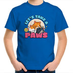 Let's Take A Paws, Cats - Kids Youth T-Shirt Bright Royal Kids Youth T-shirt animal Printed In Australia