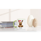 Oh Deer, Christmas Is Here - White 11oz Ceramic Mug with Colour Inside Christmas Colour Mug Christmas Globally Fulfilled