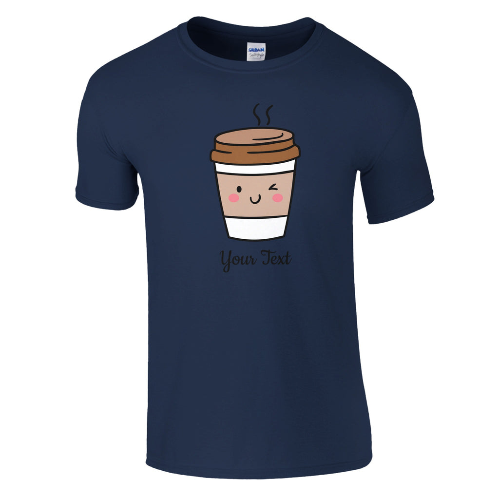 Personalised - Coffee Characters - Classic Unisex Crewneck T-shirt Navy Personalised T-shirt Coffee Customise Globally Fulfilled Personalise