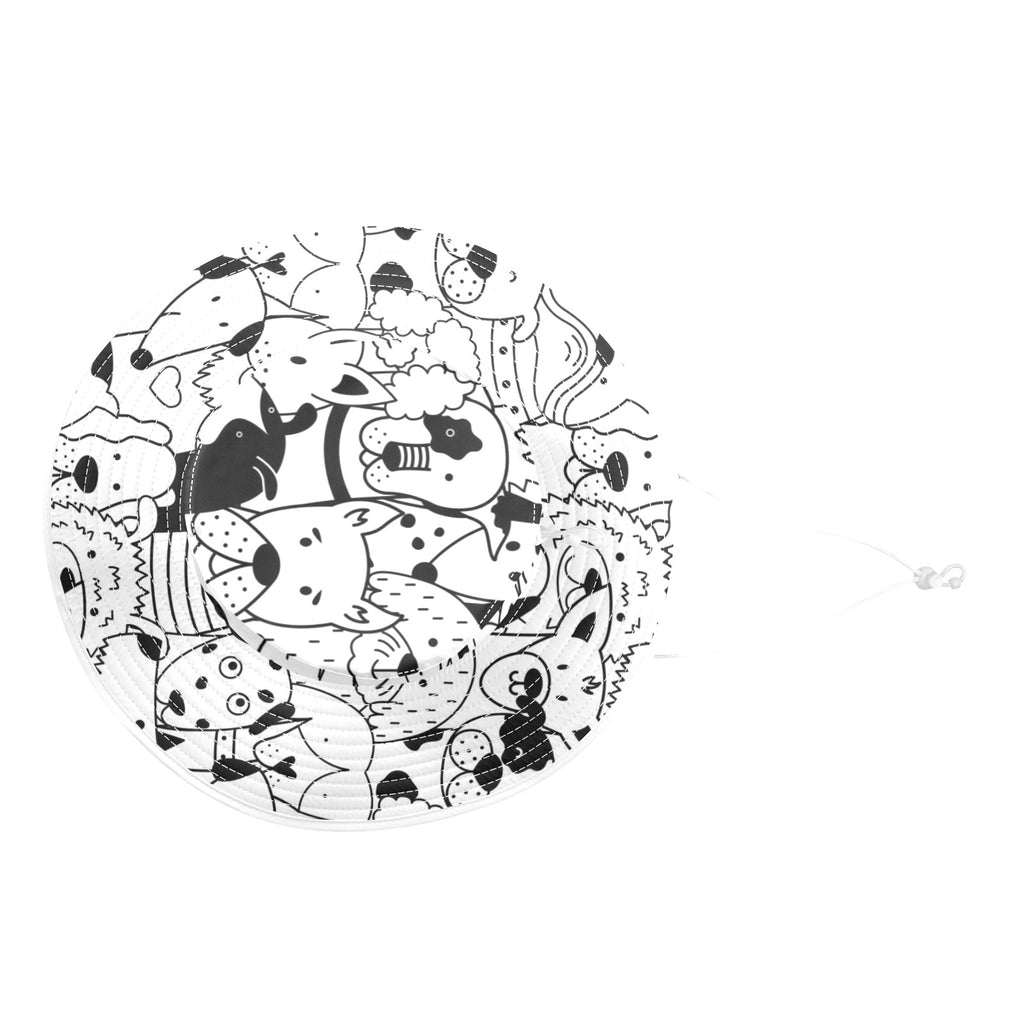 Black And White Dogs - Wide Brim Bucket Hat Wide Brim Bucket Hat animal Printed Offshore