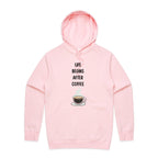Life Begins After Coffee - Mens Hoodie Pink Mens Hoodie Coffee Printed In Australia