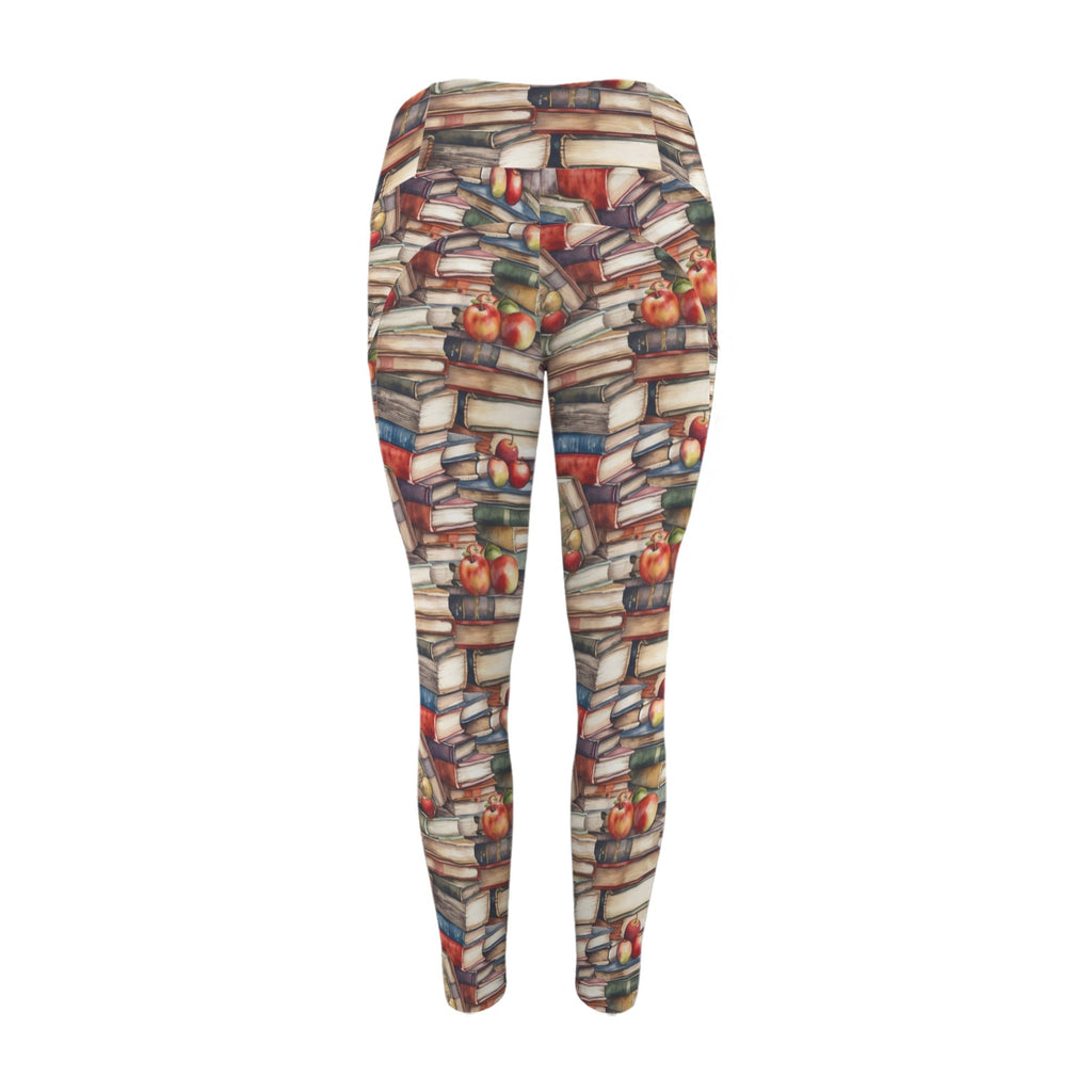 Watercolour Books - Women's High Waist Pockets Yoga Leggings