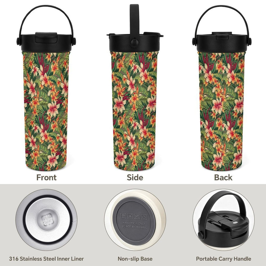 Vintage Hawaiian Floral 20oz Tea Tumbler with Carry Handle