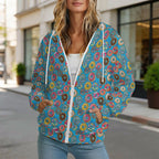 Doughnuts On Blue Women's Full-Zip Hoodie