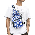 Blue Hawaiian Floral Chest Bag One Size Cross Body Chest Bag Plants Printed Offshore