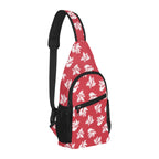 Red Retro Foliage, Hawaiian Flower - Chest Bag