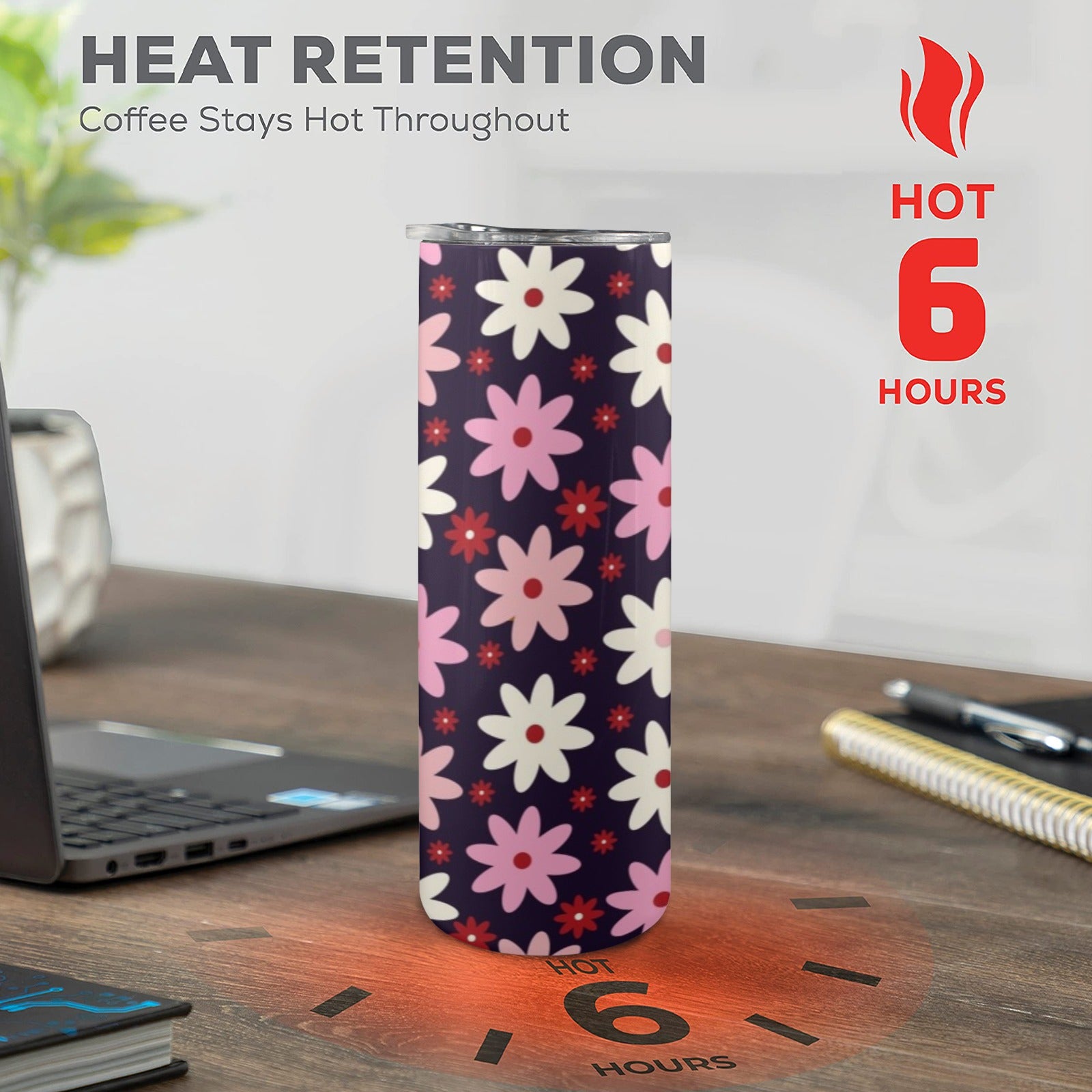 Pink Daisy - 20oz Tall Skinny Tumbler with Lid and Straw